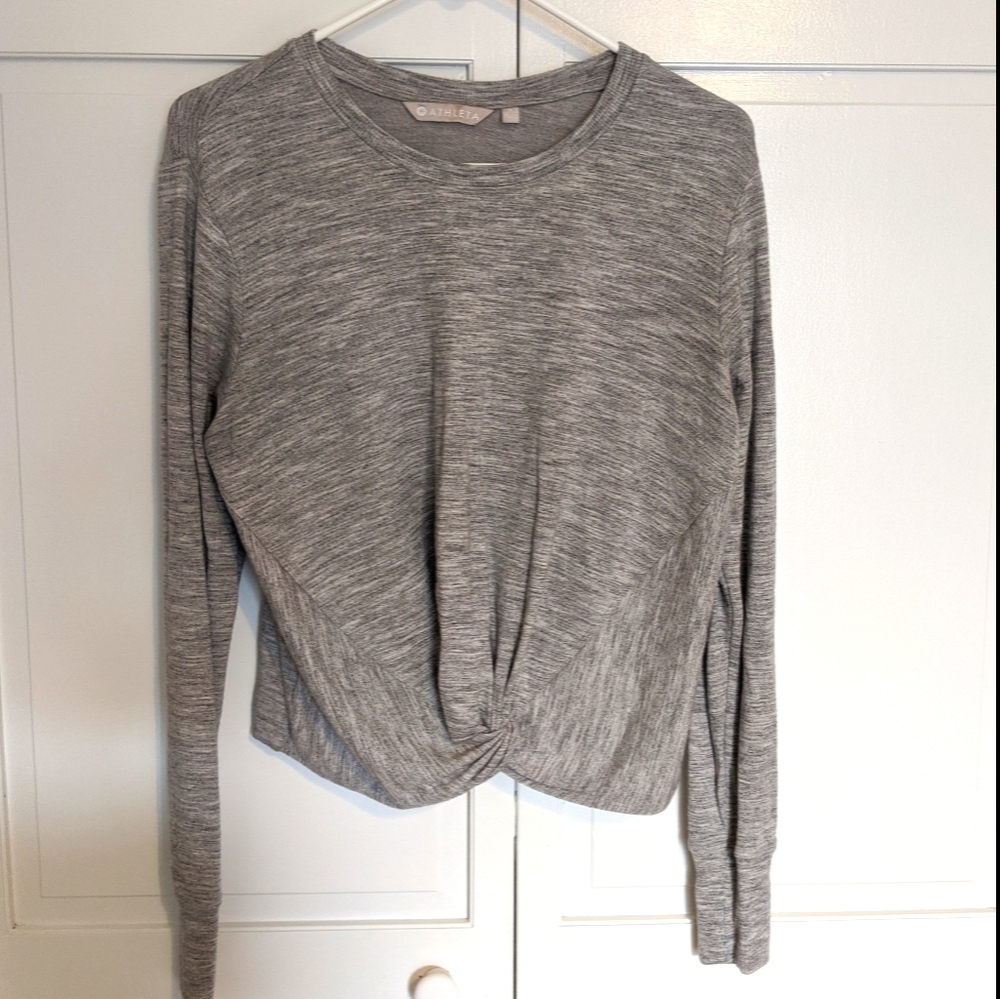 Athleta Twist Front Gray Shirt